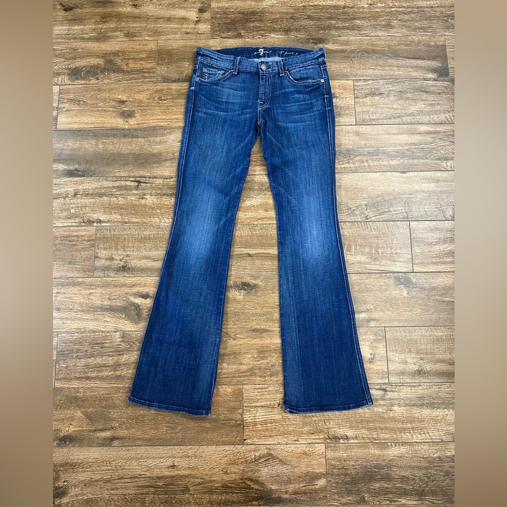 7 for all Mankind “A” Pocket Mid Rise Boot Cut Jeans with embellished Pocket 28T